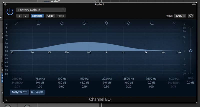 eq curve with a wide q