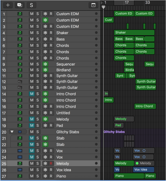 logic pro x session with tons of instruments